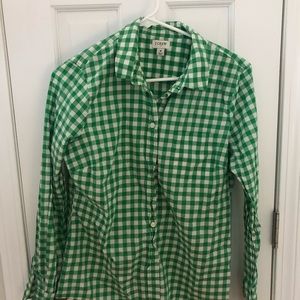 Jcrew green gingham shirt